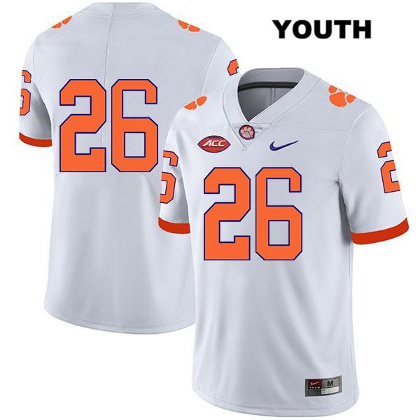 Youth Clemson Tigers #26 Sheridan Jones Stitched White Legend Authentic Nike No Name NCAA College Football Jersey BFQ3246CM